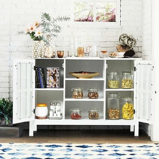 Wooden TV Stand Console Cabinet for 50 Inch TV-White